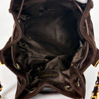 Chanel Shoulder Bag CC Logo Drawstring Suede Brown — view 7
