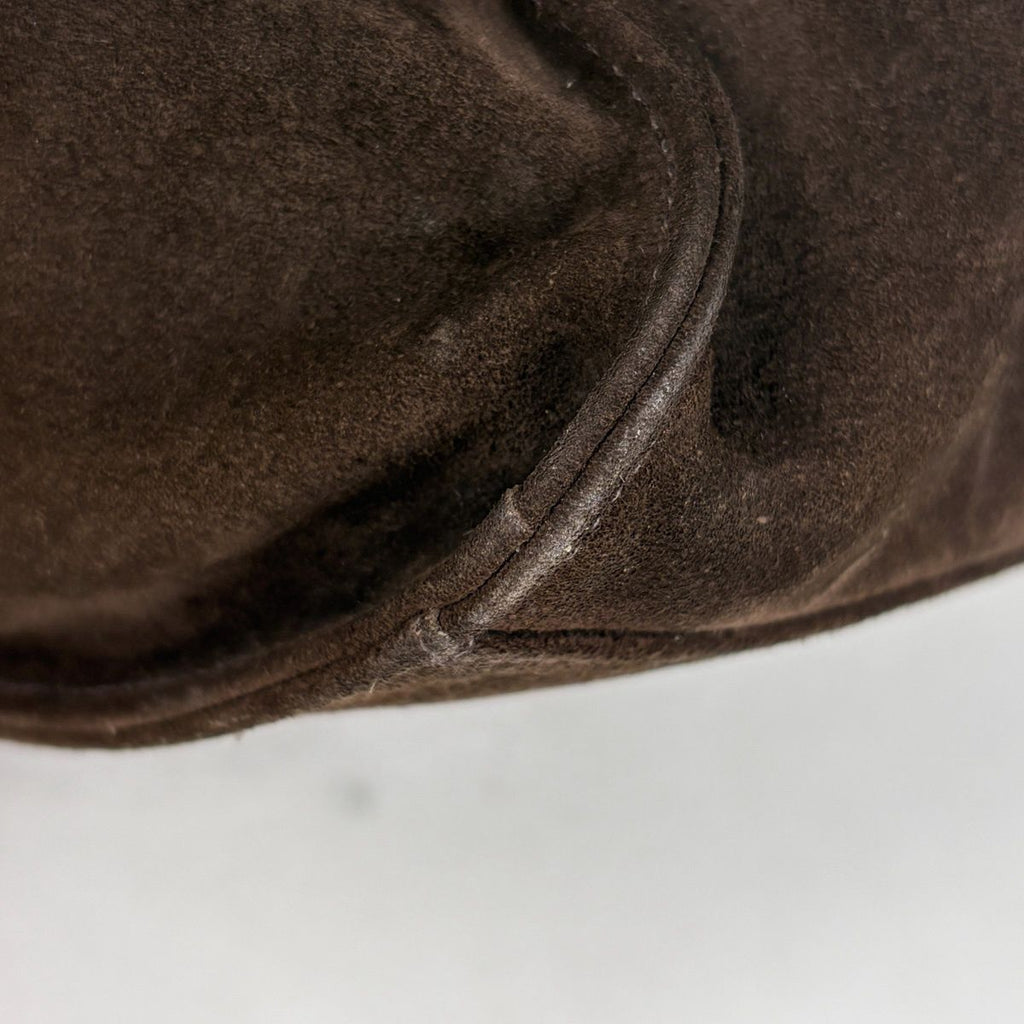 Chanel Shoulder Bag CC Logo Drawstring Suede Brown — view 3