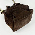 Chanel Shoulder Bag CC Logo Drawstring Suede Brown — view 2