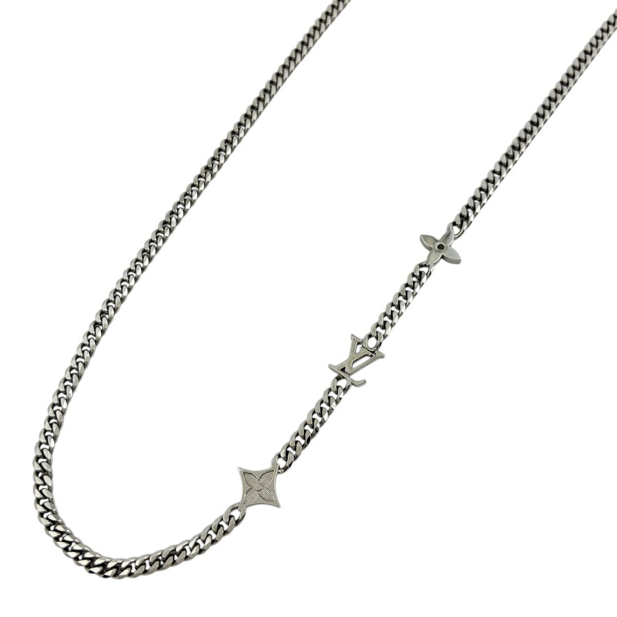 Louis Vuitton Monogram Low Necklace Metal Silver