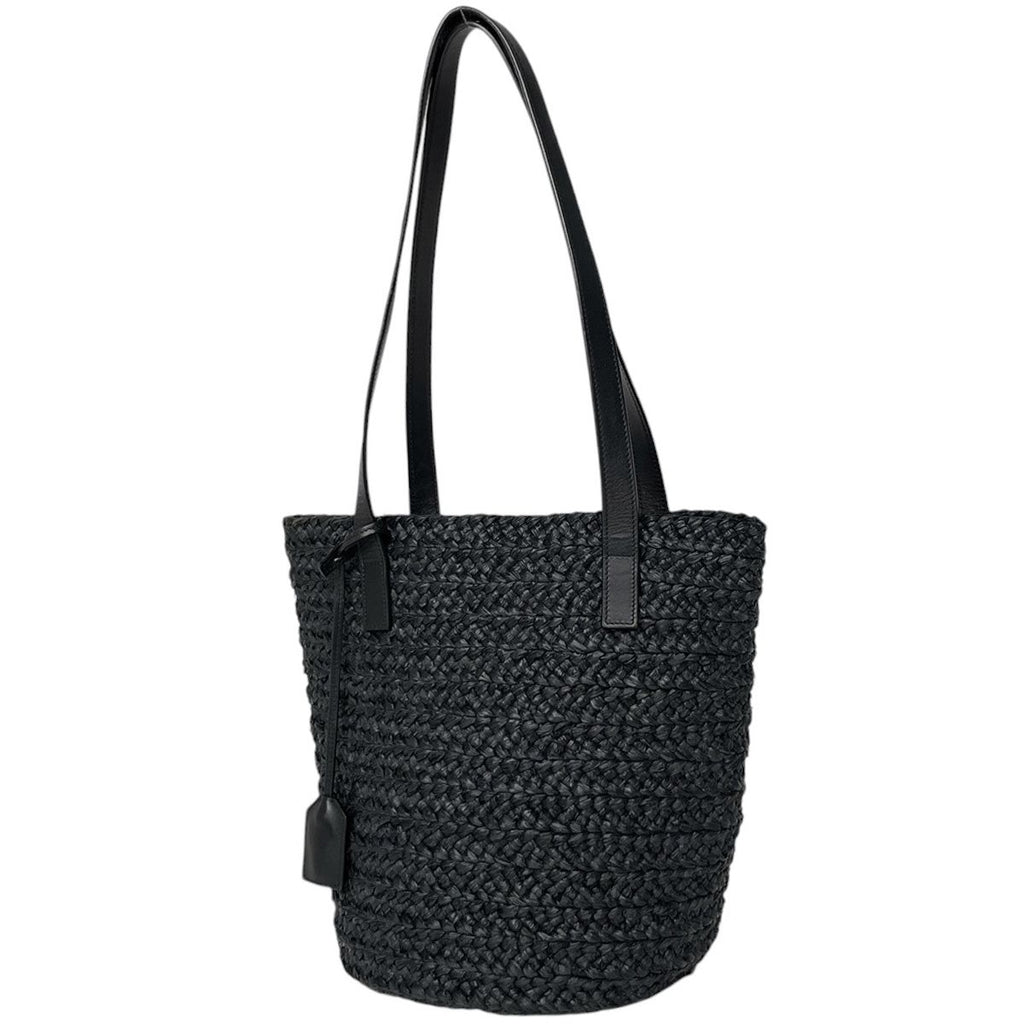 Saint Laurent Tote Pannier Small Basket Raffia Black