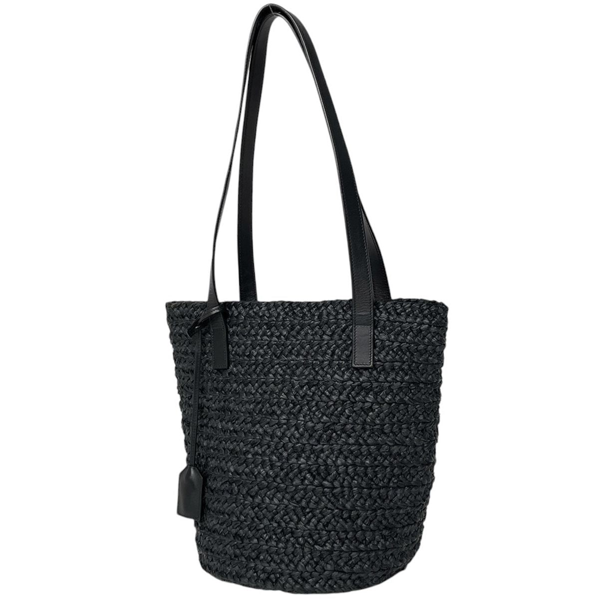 Saint Laurent Tote Pannier Small Basket Raffia Black