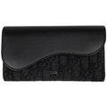 Dior Saddle Long Flap Wallet Oblique Jacquard Cotton Black