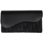 Dior Saddle Long Flap Wallet Oblique Jacquard Cotton Black