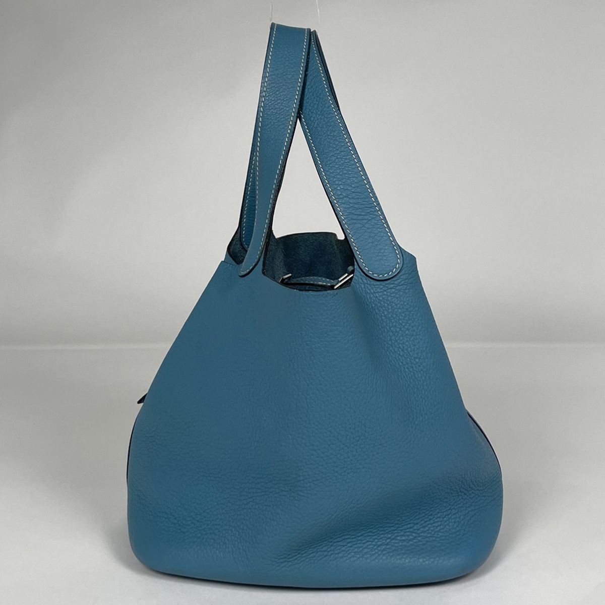 Hermes Picotin MM Handbag Taurillon Clemence Blue Jean — view 2