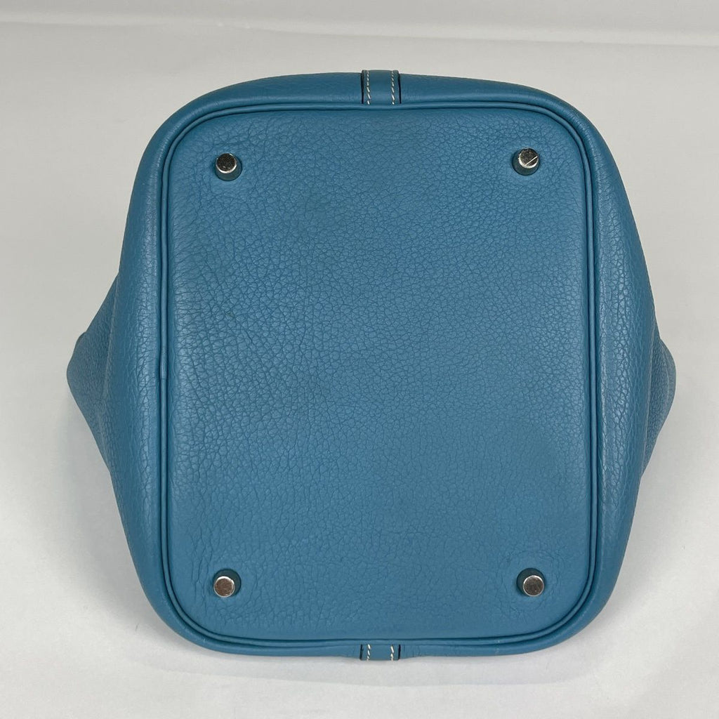 Hermes Picotin MM Handbag Taurillon Clemence Blue Jean — view 5