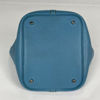 Hermes Picotin MM Handbag Taurillon Clemence Blue Jean — view 5