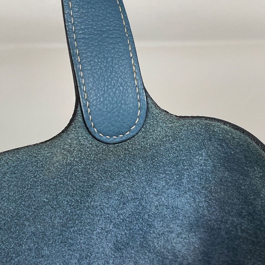 Hermes Picotin MM Handbag Taurillon Clemence Blue Jean — view 8