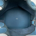 Hermes Picotin MM Handbag Taurillon Clemence Blue Jean — view 9