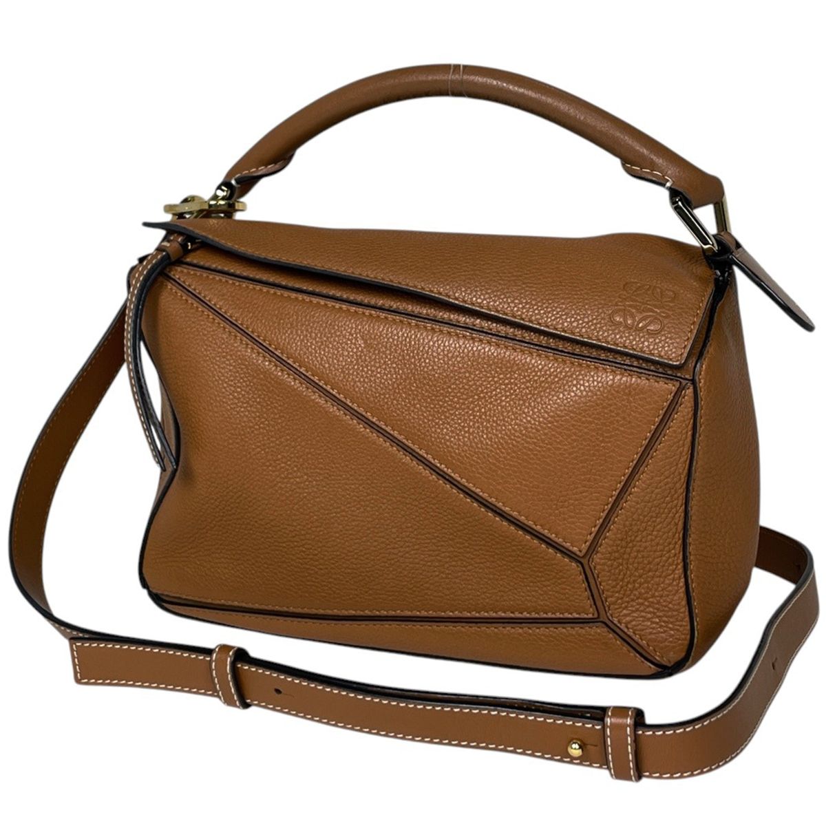 Loewe Puzzle Bag Small Handbag Anagram 2-Way Leather Brown