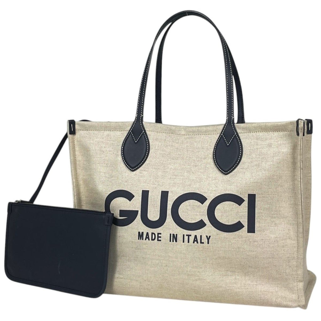 Gucci Tote GG Pattern Canvas Ivory Navy