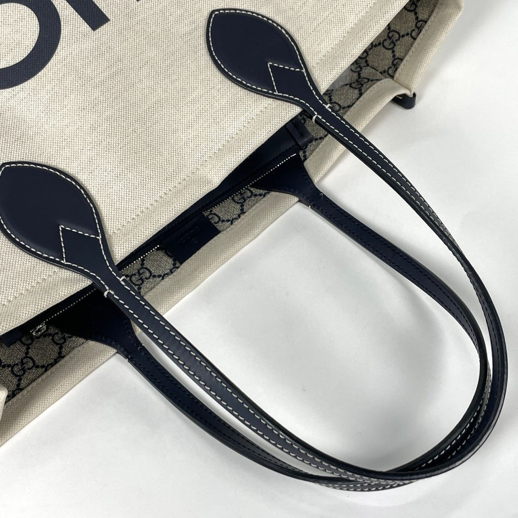 Gucci Tote GG Pattern Canvas Ivory Navy — view 5