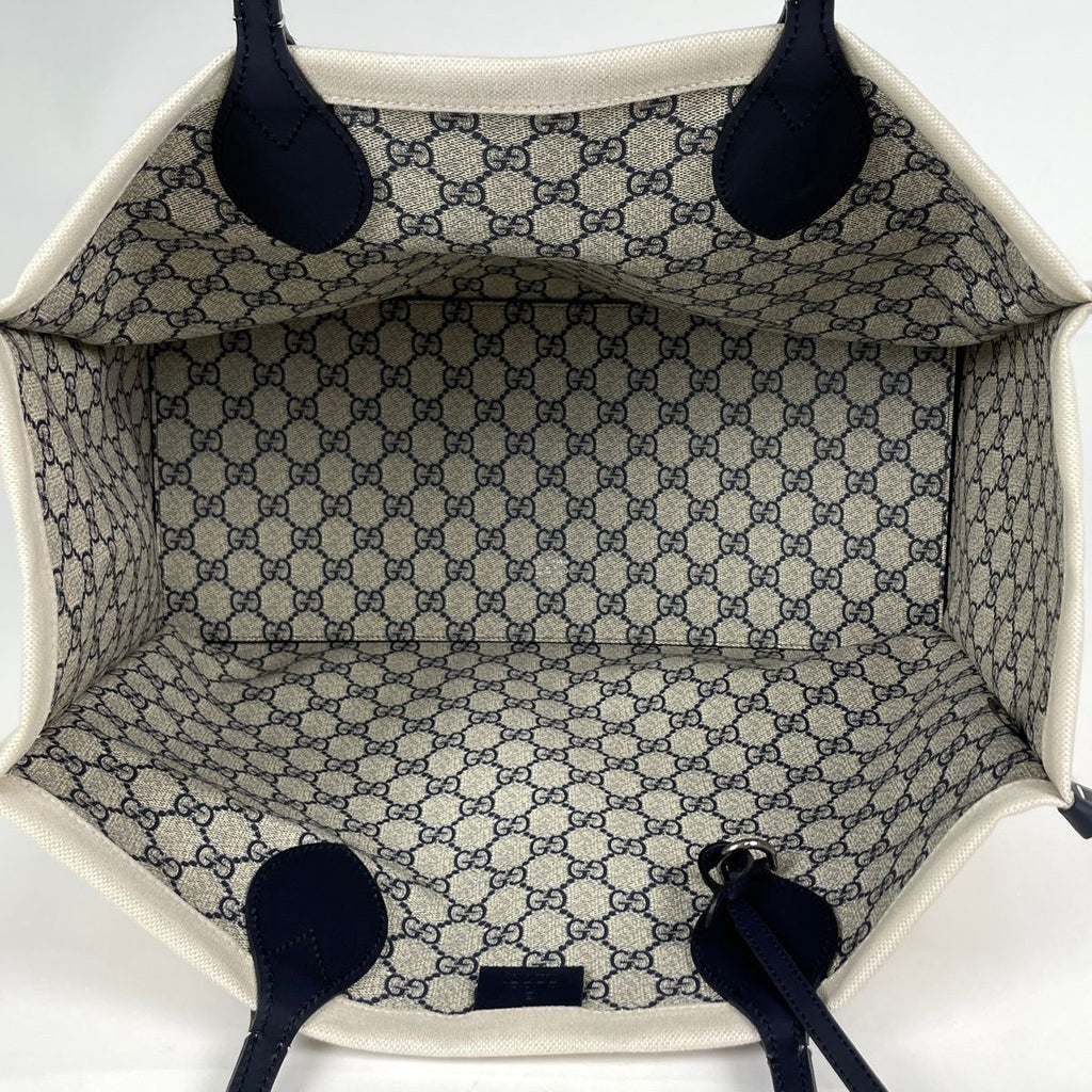 Gucci Tote GG Pattern Canvas Ivory Navy — view 6