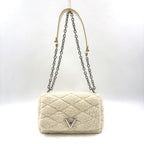 Louis Vuitton PM Lambskin Fur White Chain Shoulder Bag Silver