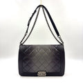 Chanel Boy Large Chezblanc Chain Shoulder Bag Leather Black