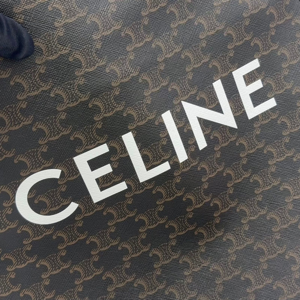 Celine Triomphe Vertical Cabas Leather Brown Black Tote Gold — view 4