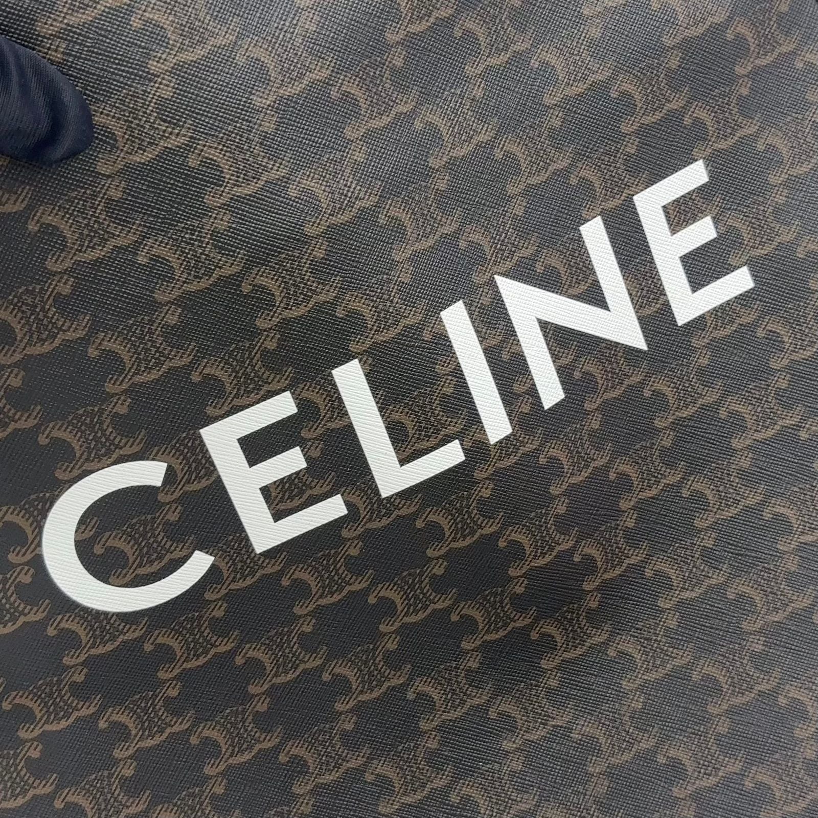 Celine Triomphe Vertical Cabas Leather Brown Black Tote Gold — view 4