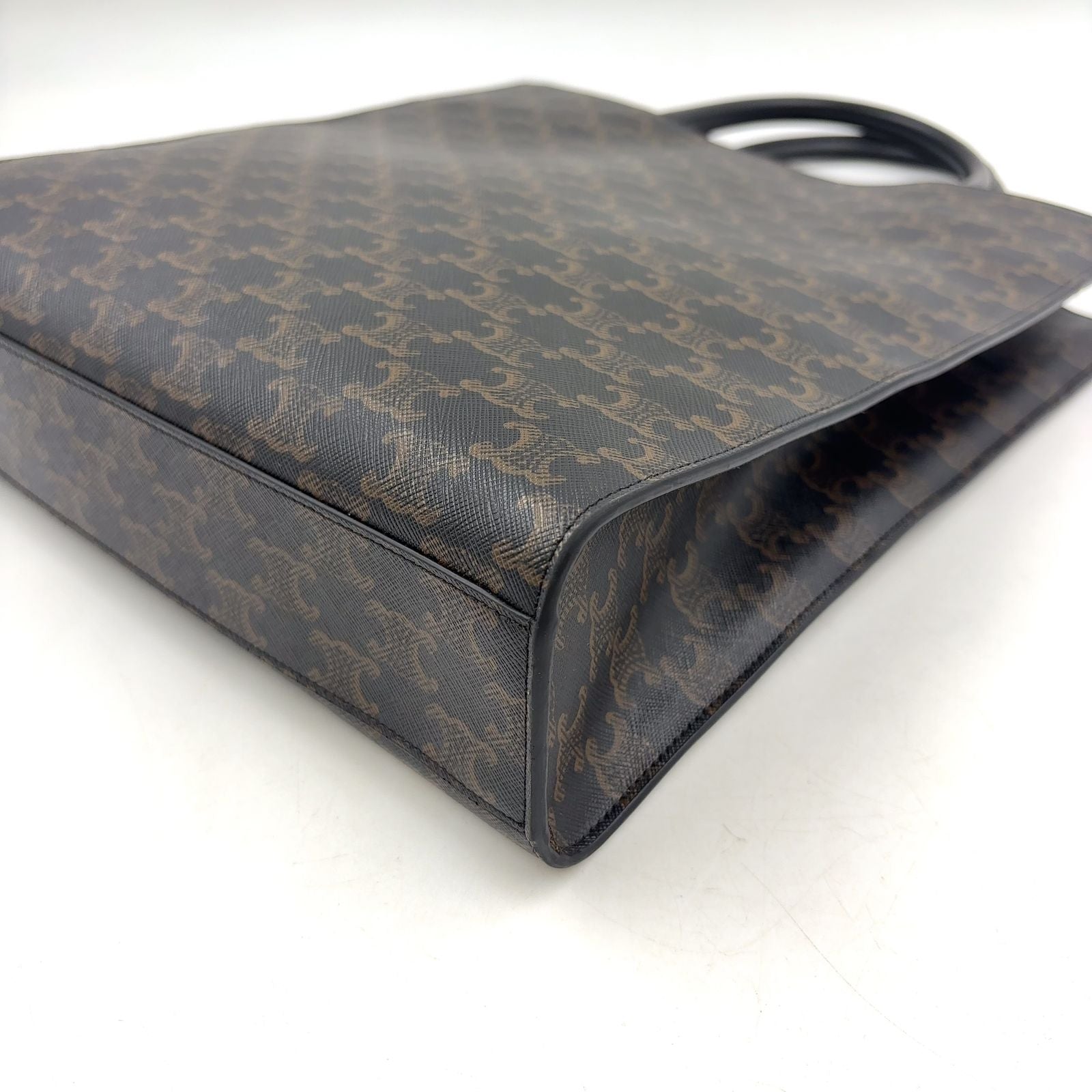 Celine Triomphe Vertical Cabas Leather Brown Black Tote Gold — view 9