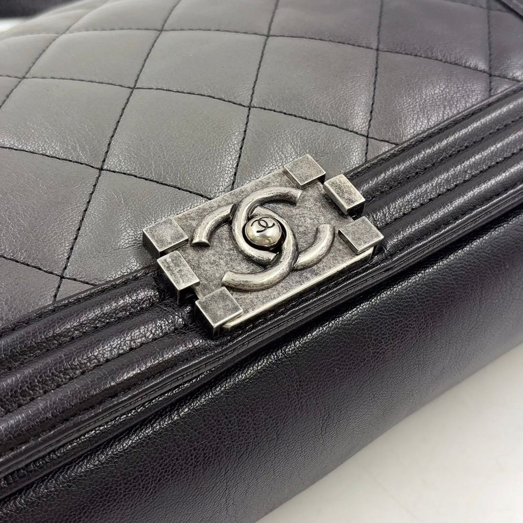 Chanel Boy Large Chezblanc Chain Shoulder Bag Leather Black — view 9