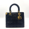 Dior Lady Lambskin Black Handbag Gold