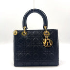 Dior Lady Lambskin Black Handbag Gold
