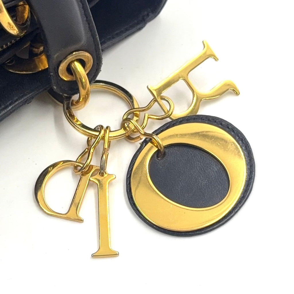Dior Lady Lambskin Black Handbag Gold — view 5