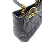 Dior Lady Lambskin Black Handbag Gold — view 8
