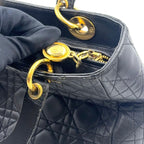 Dior Lady Lambskin Black Handbag Gold — view 6