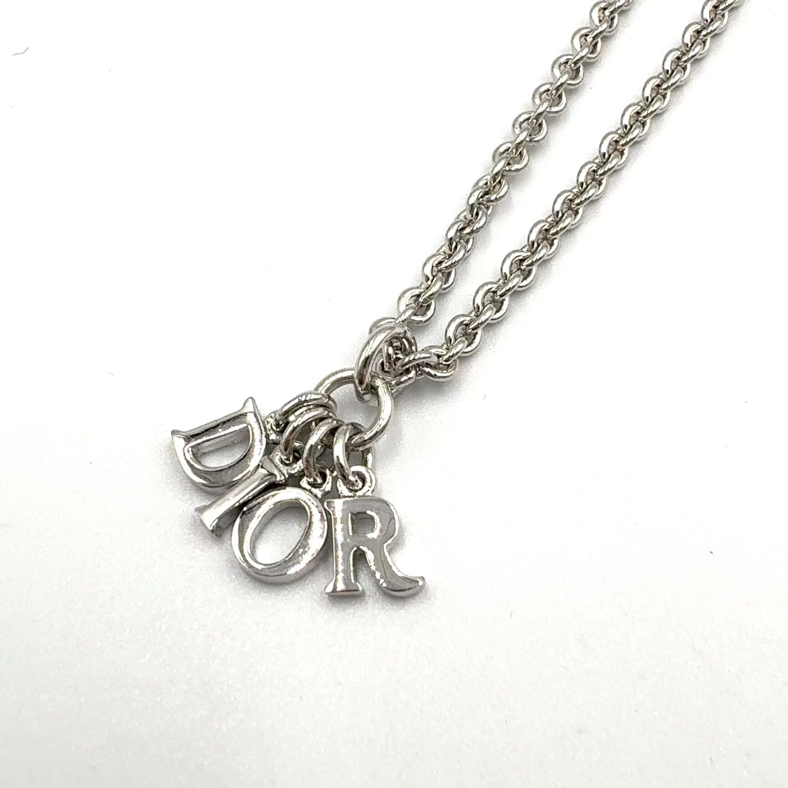 Dior Logo Metal Silver Necklace