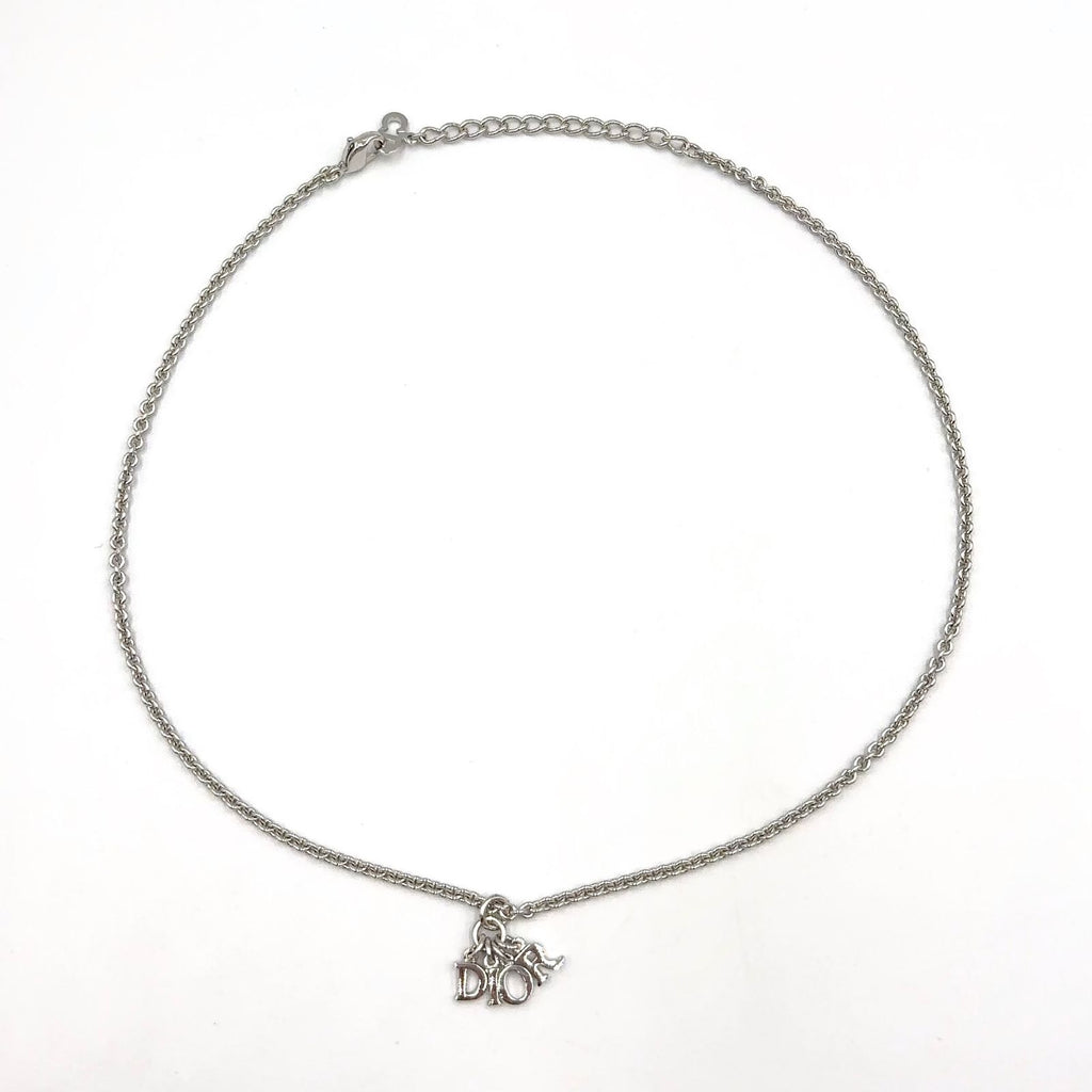 Dior Logo Metal Silver Necklace — view 3