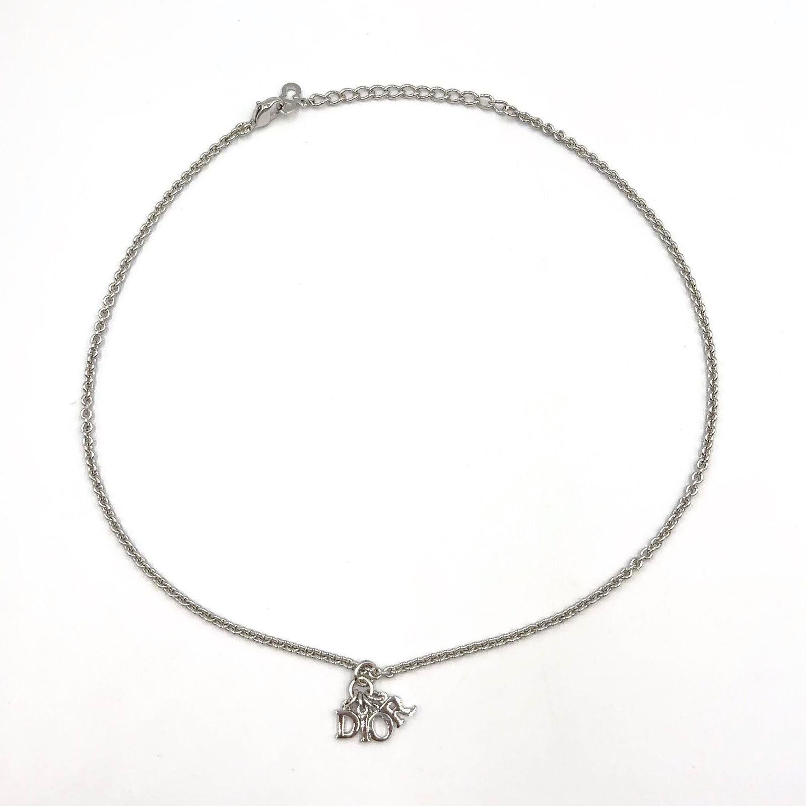 Dior Logo Metal Silver Necklace — view 3