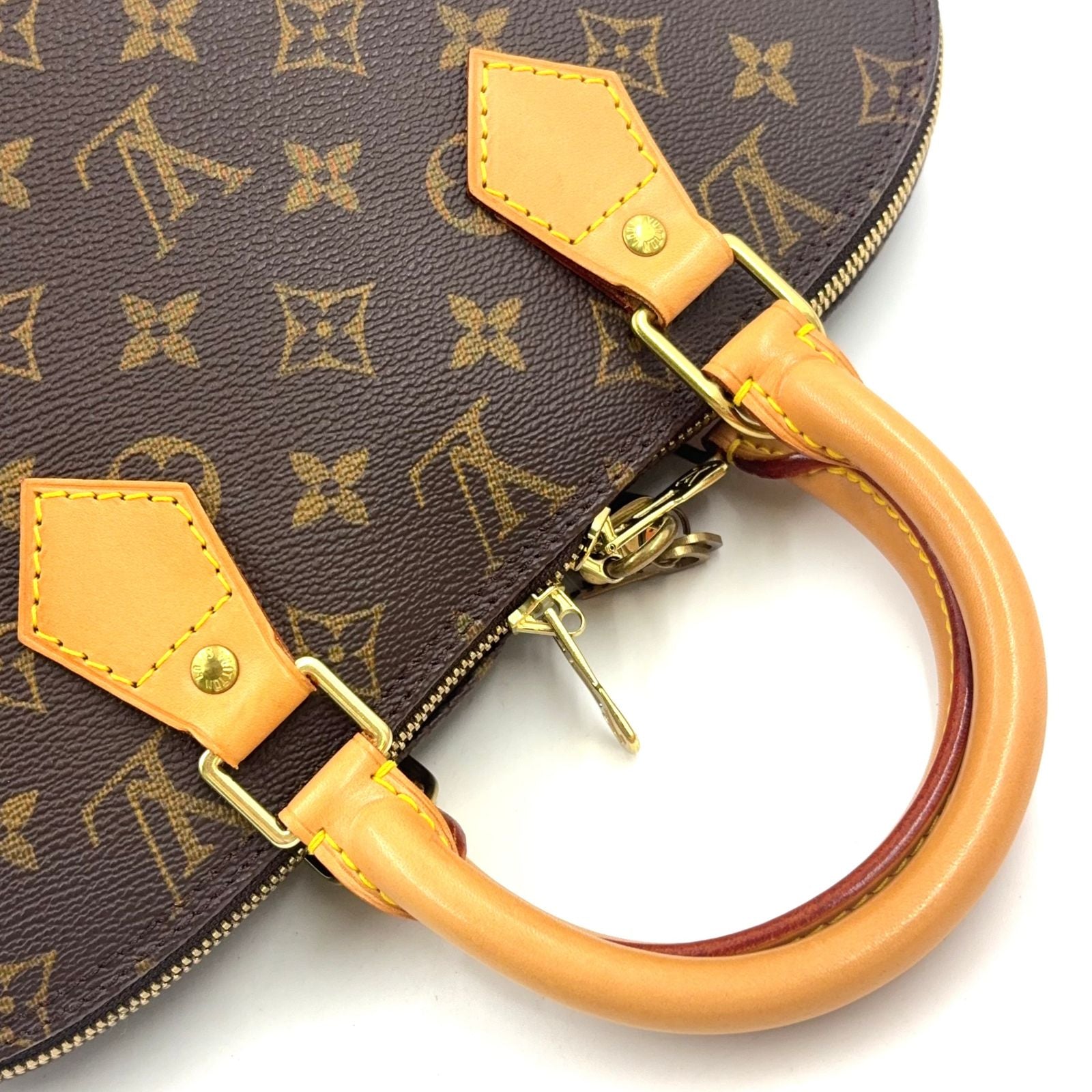 Louis Vuitton Alma PM Monogram Leather Brown Handbag Gold — view 9