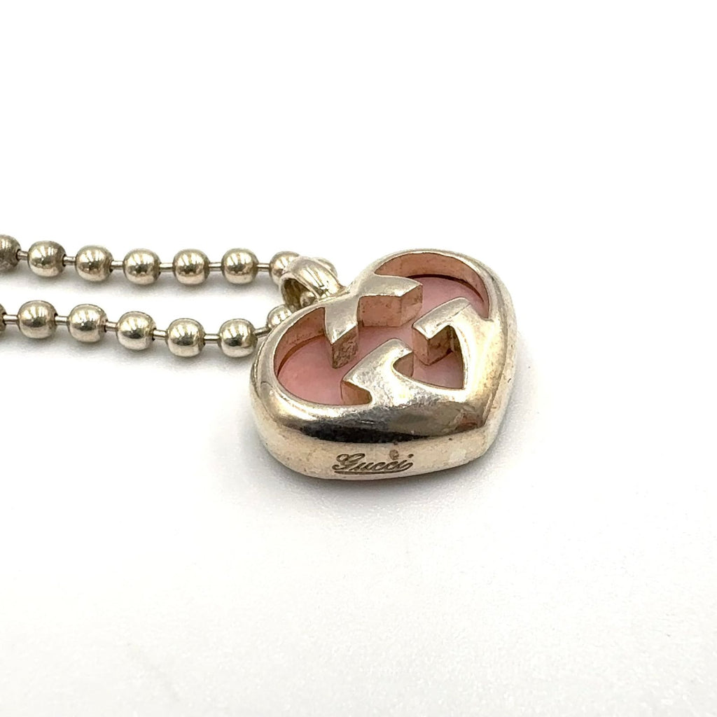 Gucci Interlocking Heart Resin Silver Lightpink Necklace — view 9