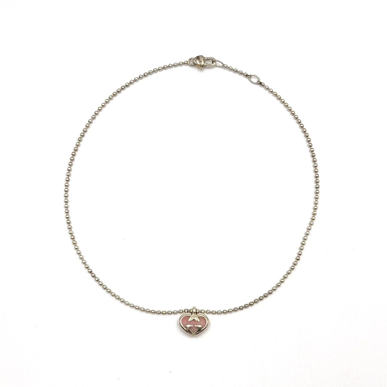 Gucci Interlocking Heart Resin Silver Lightpink Necklace — view 3