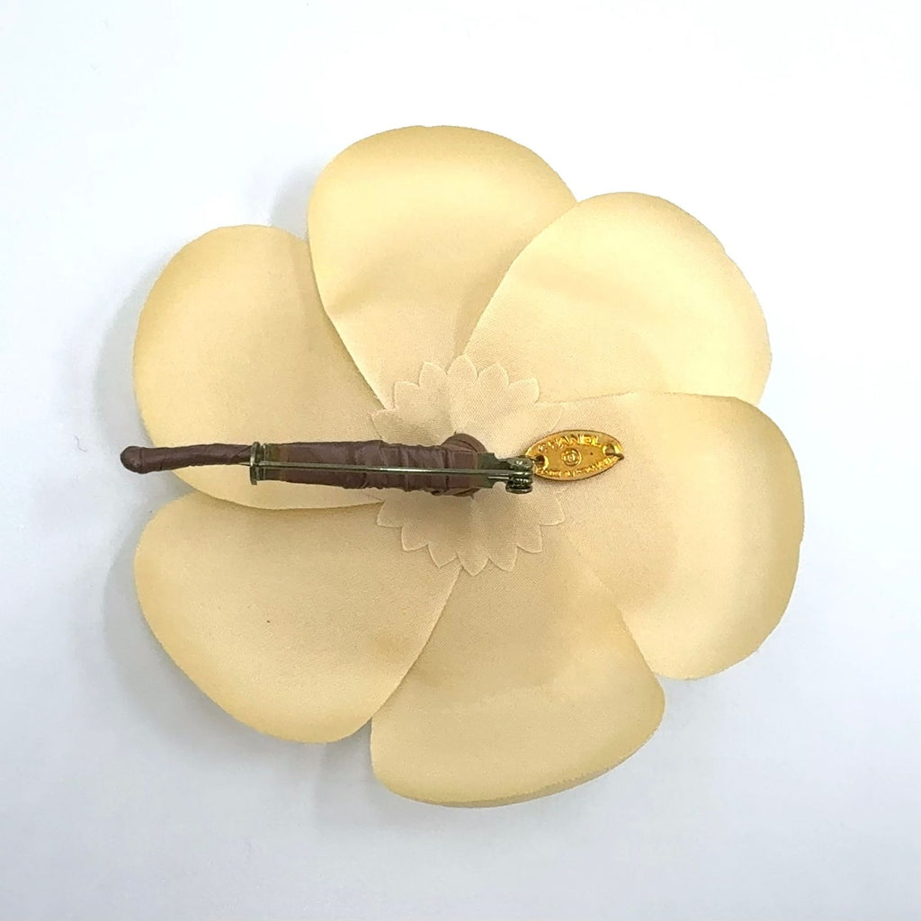 Chanel Camellia Satin Ivory Gold Brooch — view 2