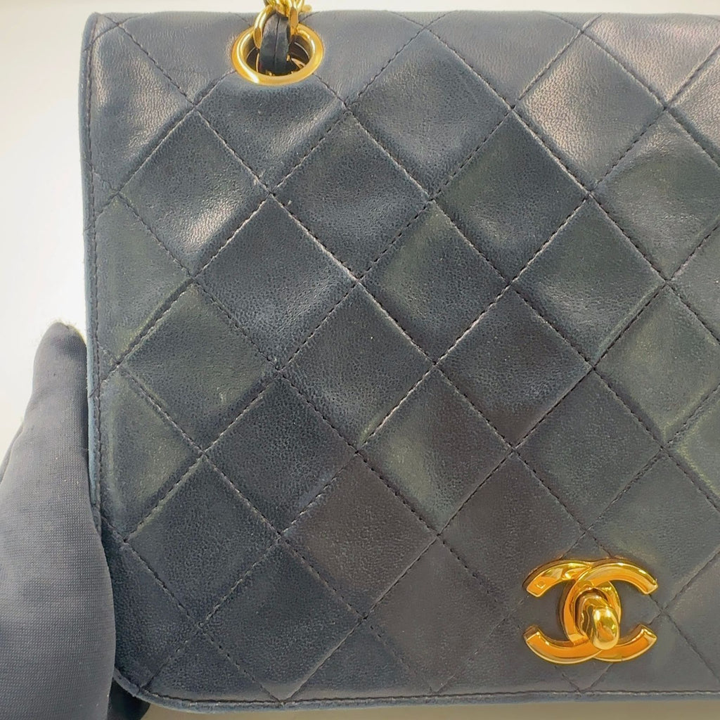 Chanel Quilted Singleflap Replacement Lambskin Black Chain Shoulder Bag Gold — view 8