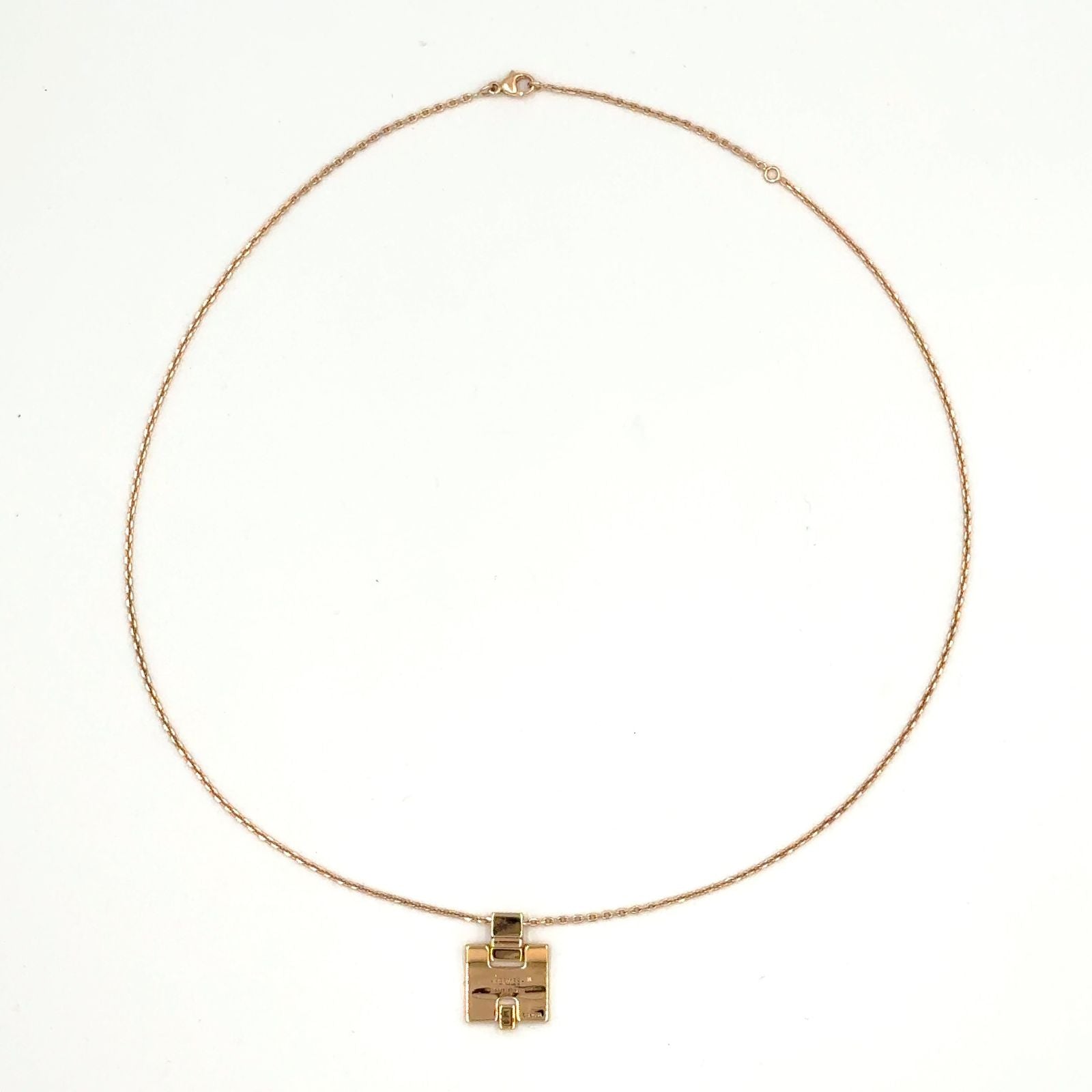 Hermes Irene Metal Enamel Pink Gold Black Necklace — view 3