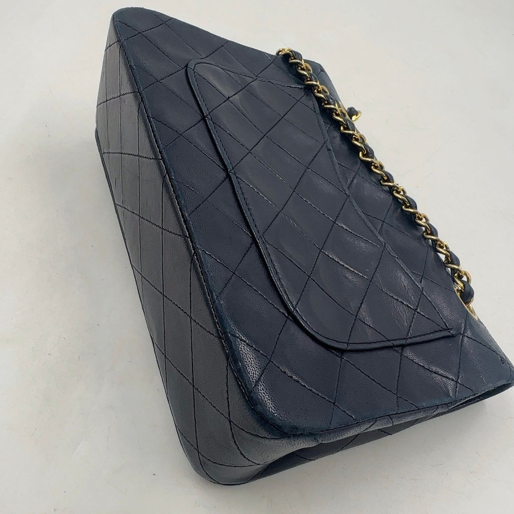 Chanel Quilted Singleflap Replacement Lambskin Black Chain Shoulder Bag Gold — view 6