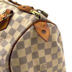 Louis Vuitton Speedy 30 Damier Azur Off White Light Brown Handbag Gold — view 8