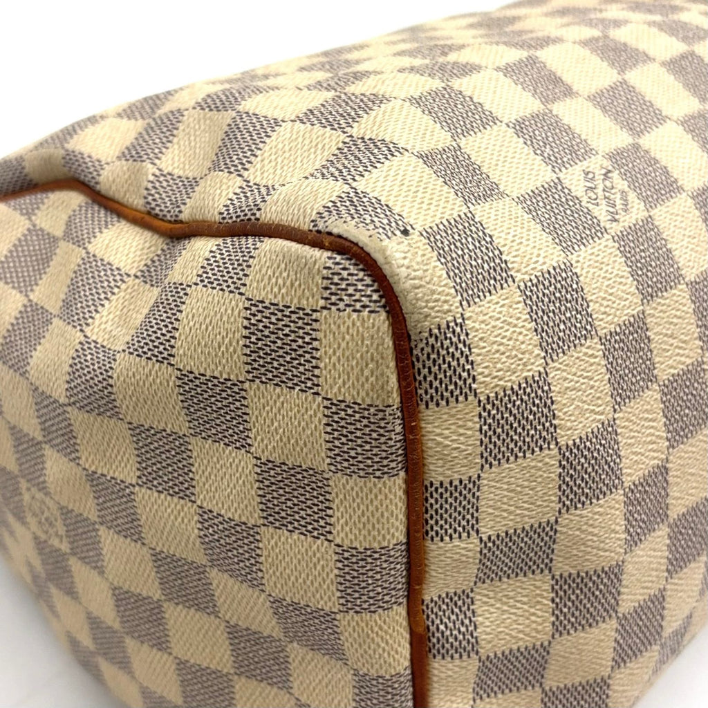 Louis Vuitton Speedy 30 Damier Azur Off White Light Brown Handbag Gold — view 6