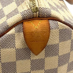 Louis Vuitton Speedy 30 Damier Azur Off White Light Brown Handbag Gold — view 4