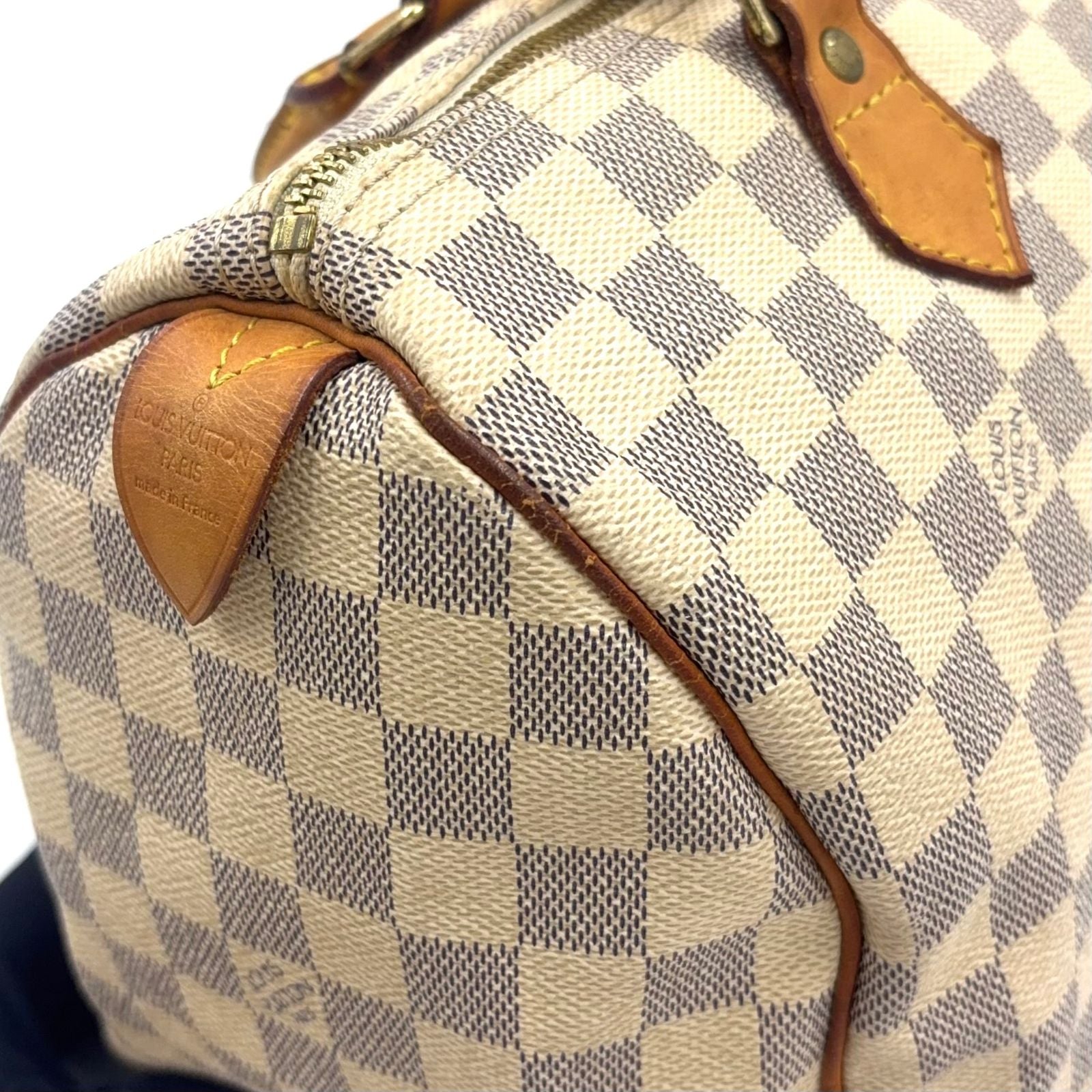 Louis Vuitton Speedy 30 Damier Azur Off White Light Brown Handbag Gold — view 7