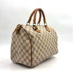Louis Vuitton Speedy 30 Damier Azur Off White Light Brown Handbag Gold — view 2