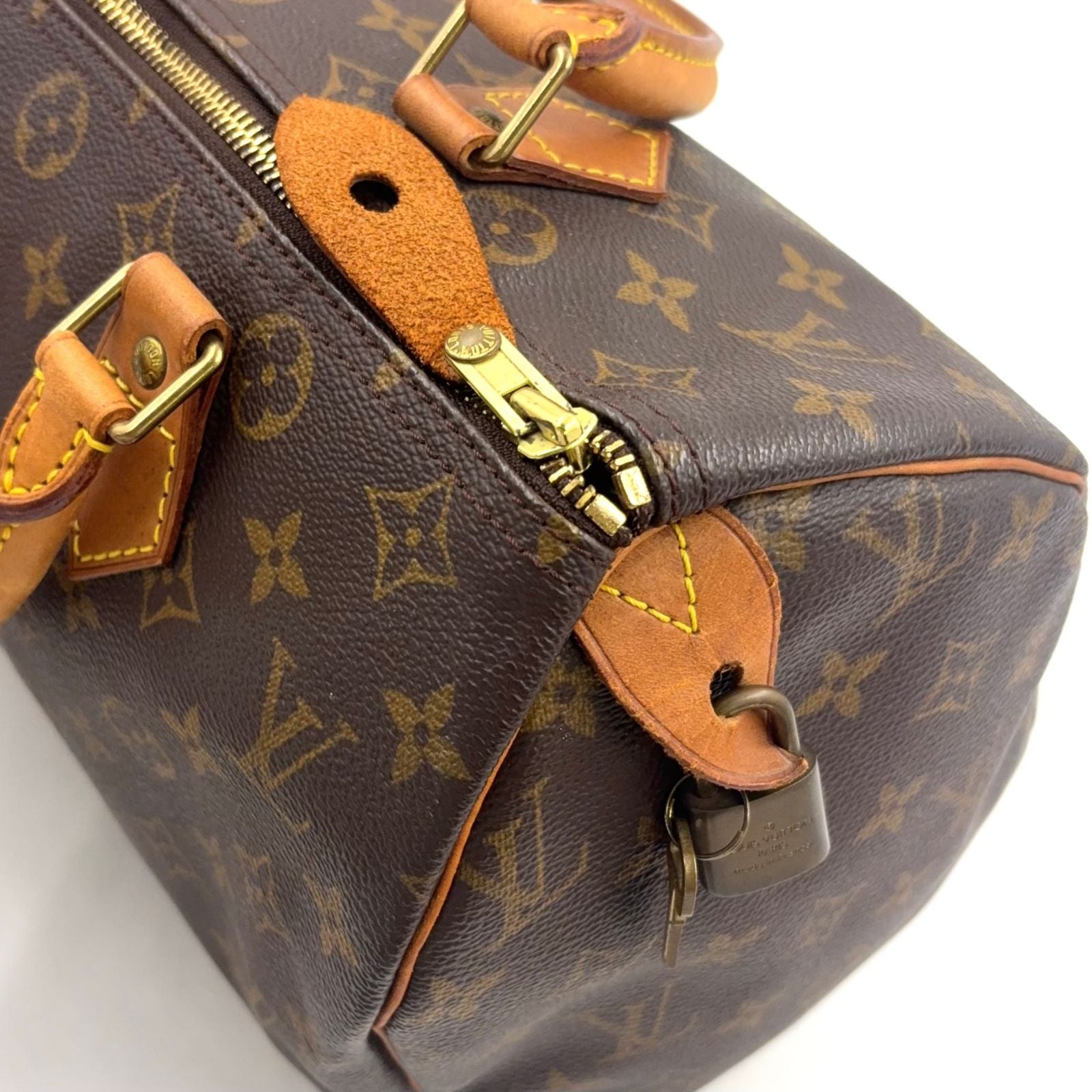 Louis Vuitton Speedy 30 Monogram Leather Brown Light Handbag Gold — view 5