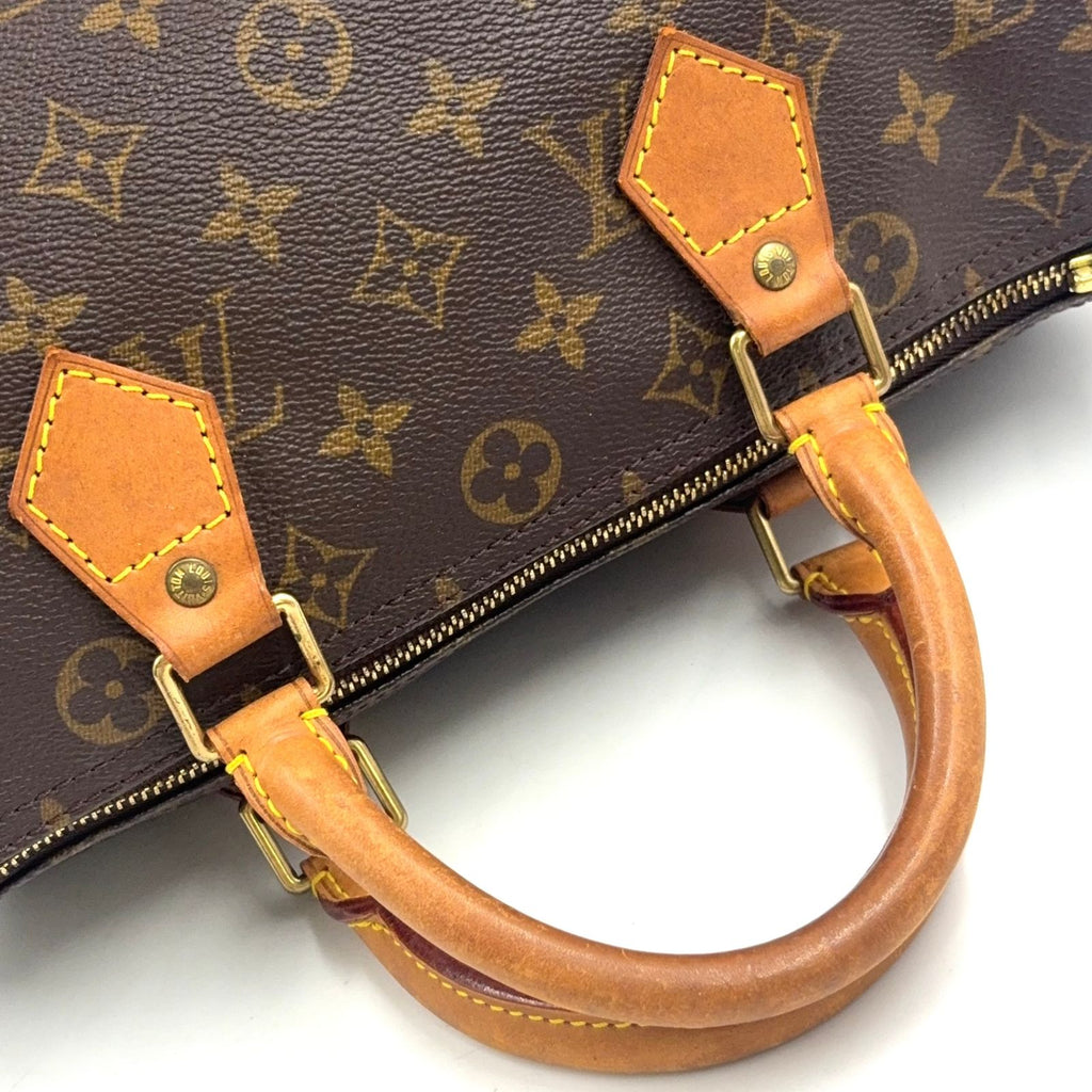 Louis Vuitton Speedy 30 Monogram Leather Brown Light Handbag Gold — view 7