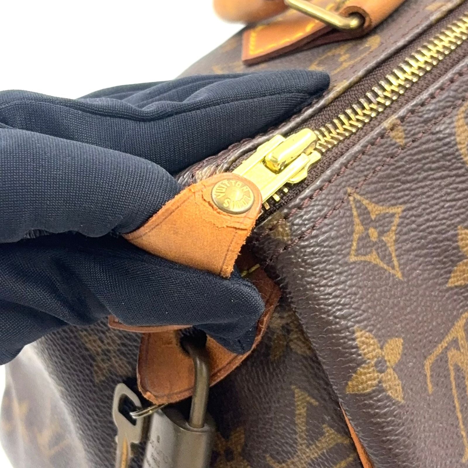 Louis Vuitton Speedy 30 Monogram Leather Brown Light Handbag Gold — view 6