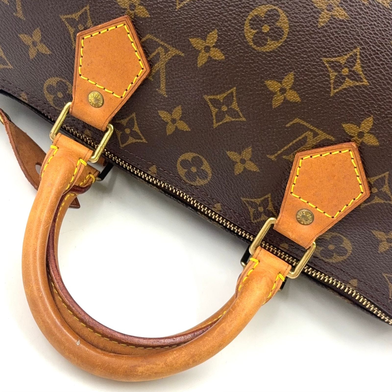 Louis Vuitton Speedy 30 Monogram Leather Brown Light Handbag Gold — view 8