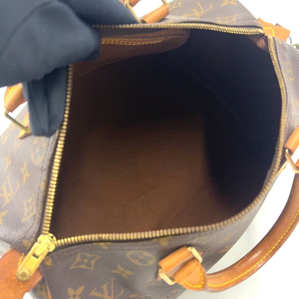 Louis Vuitton Speedy 30 Monogram Leather Brown Light Handbag Gold — view 3