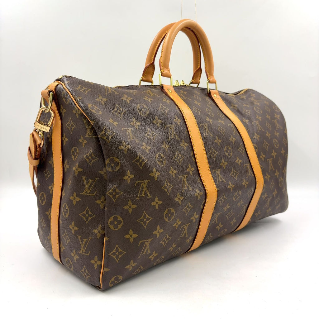 Louis Vuitton Keepall Bandouliere 50 Monogram Leather Brown Light Boston — view 2
