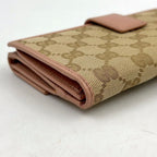 Gucci GG Canvas Hook Leather Beige Lightpink Wallet Gold — view 5